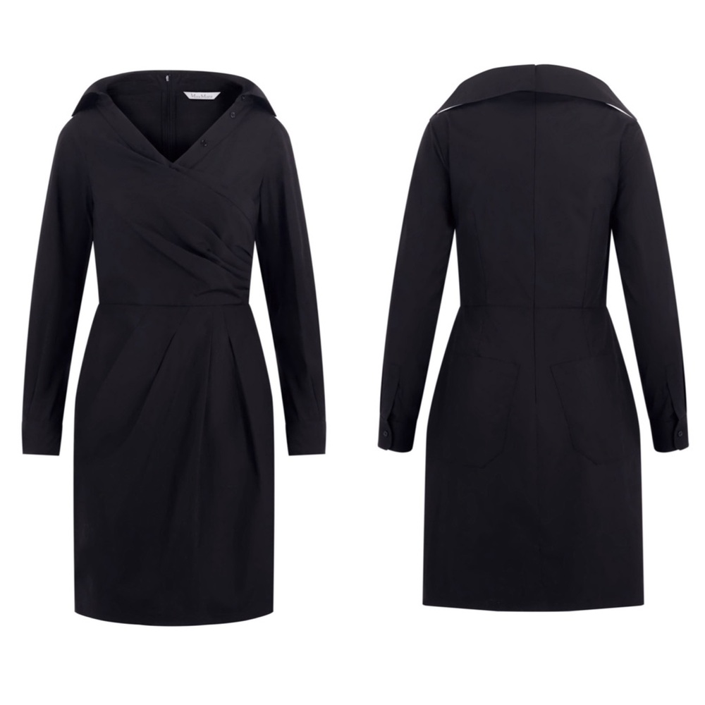 MAX MARA SQUAW GATHERED COTTON POPLIN SHIRT DRESS